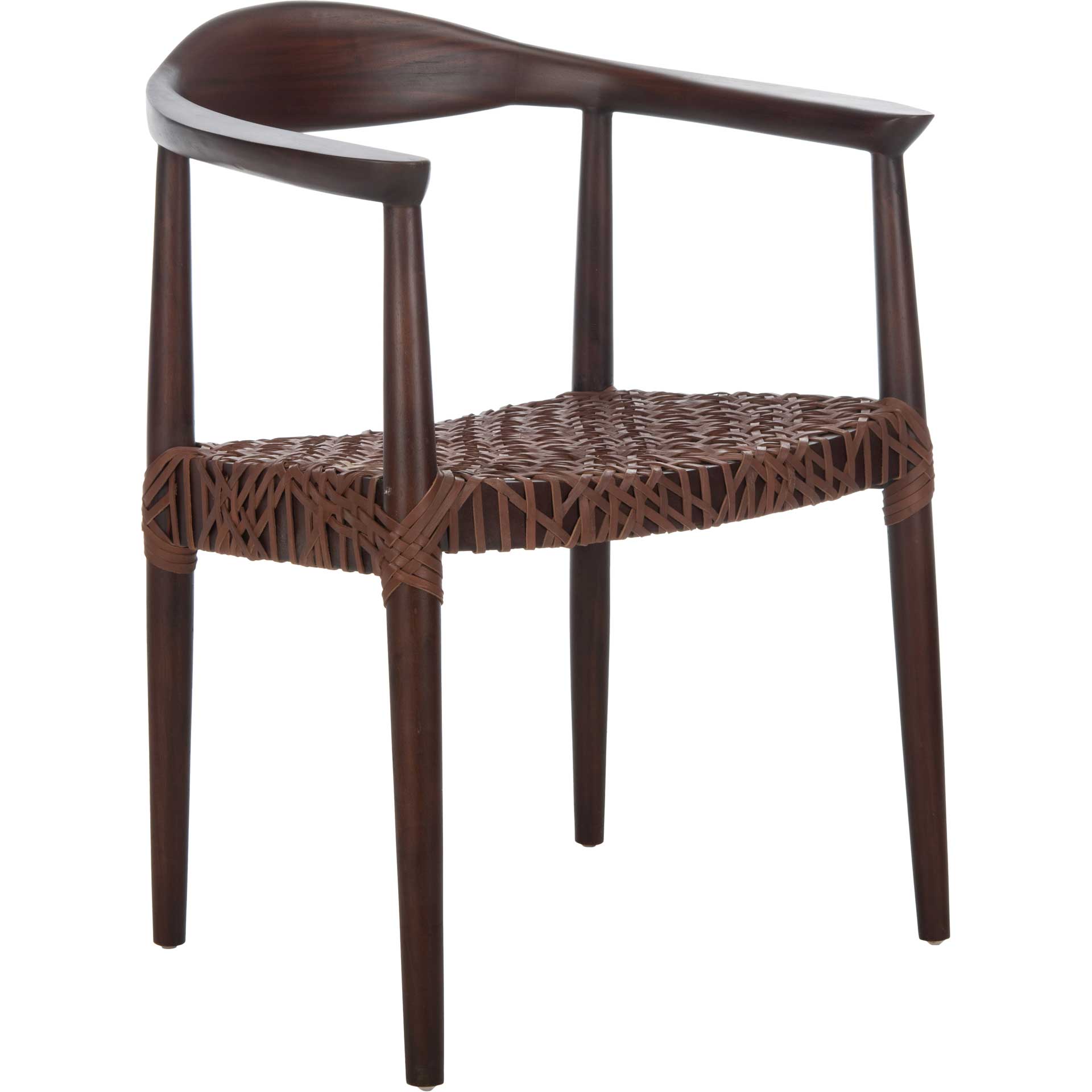Justin Leather Woven Accent Chair Walnut/Brown