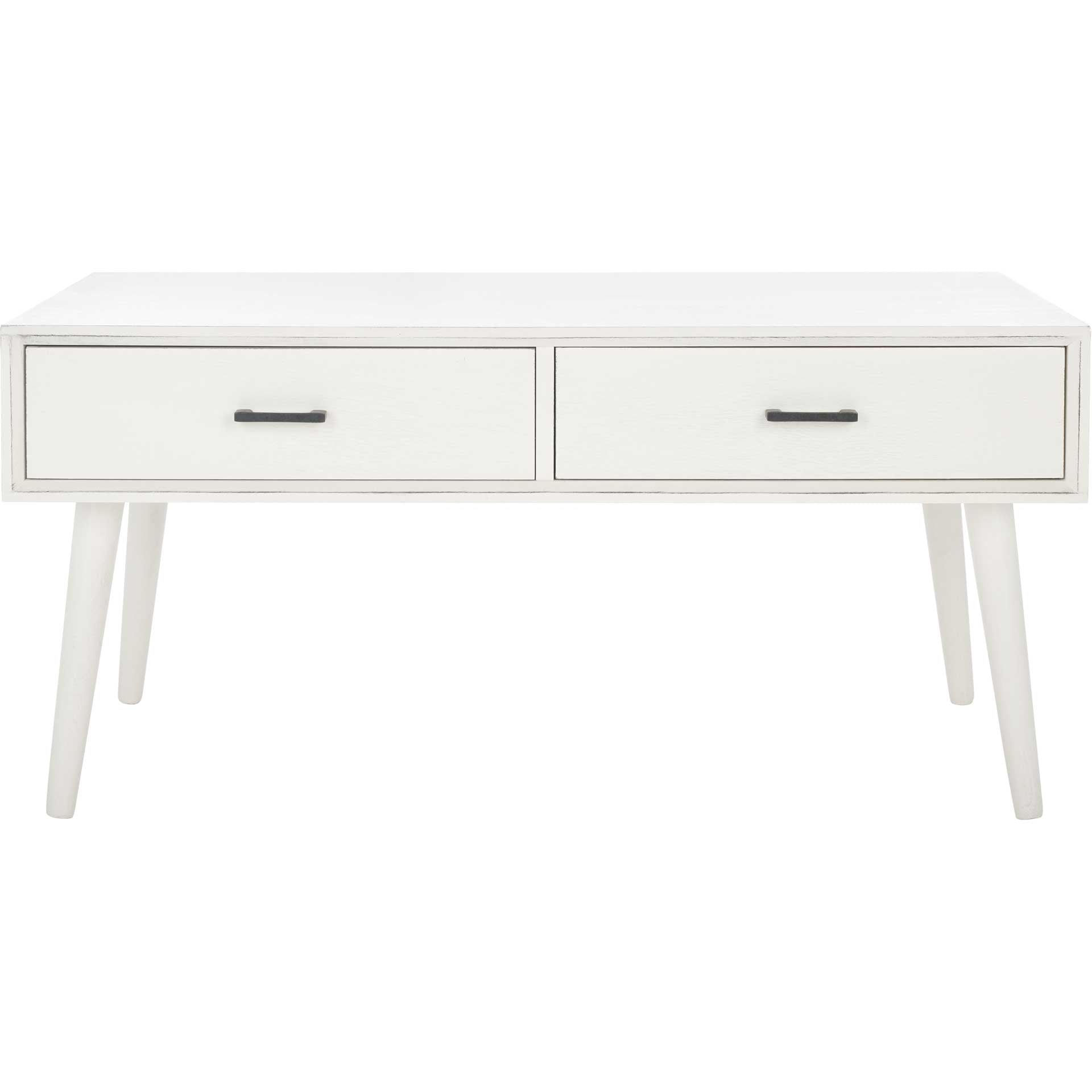 Morris 2 Drawer Coffee Table Distressed White