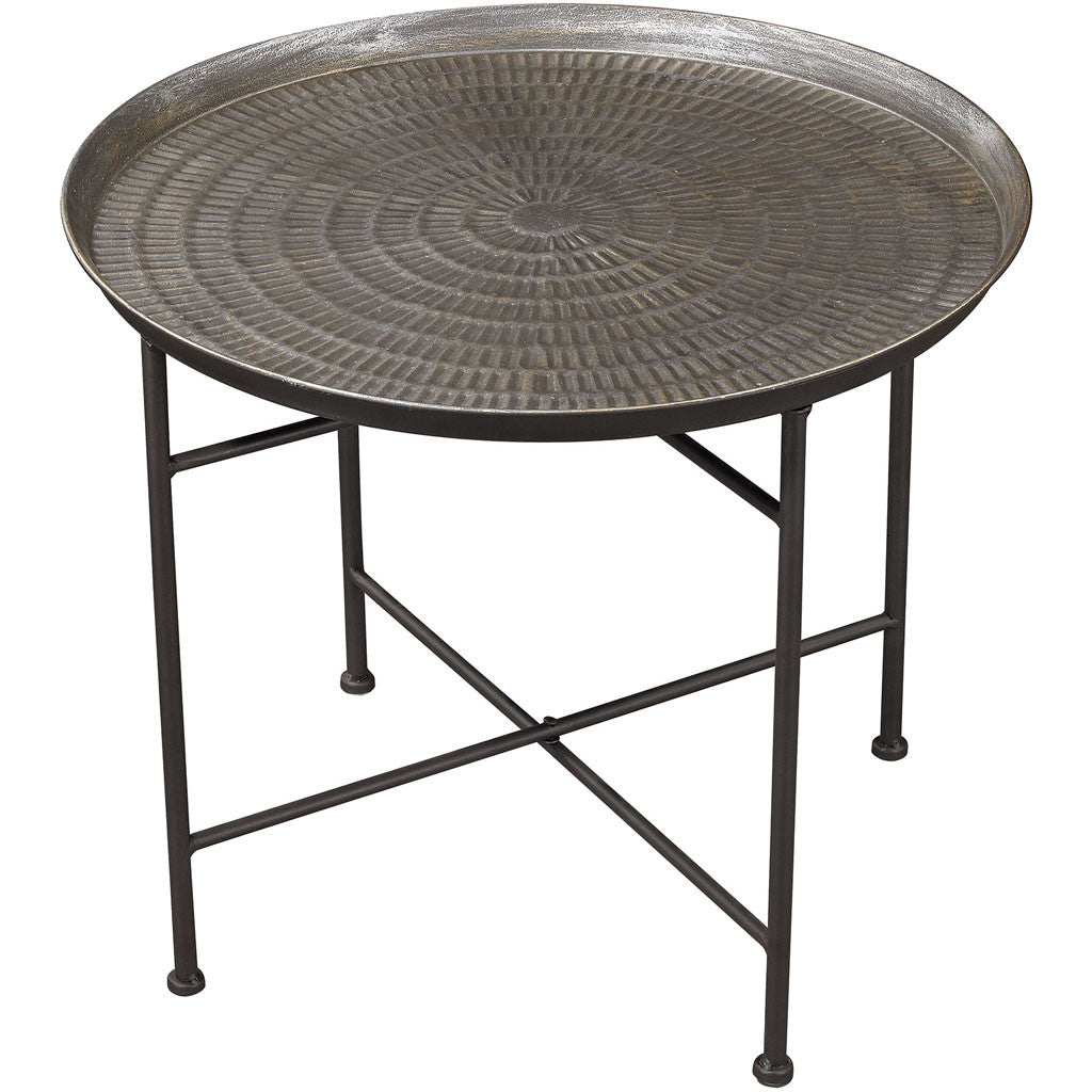Hess Embossed Pewter Accent Table