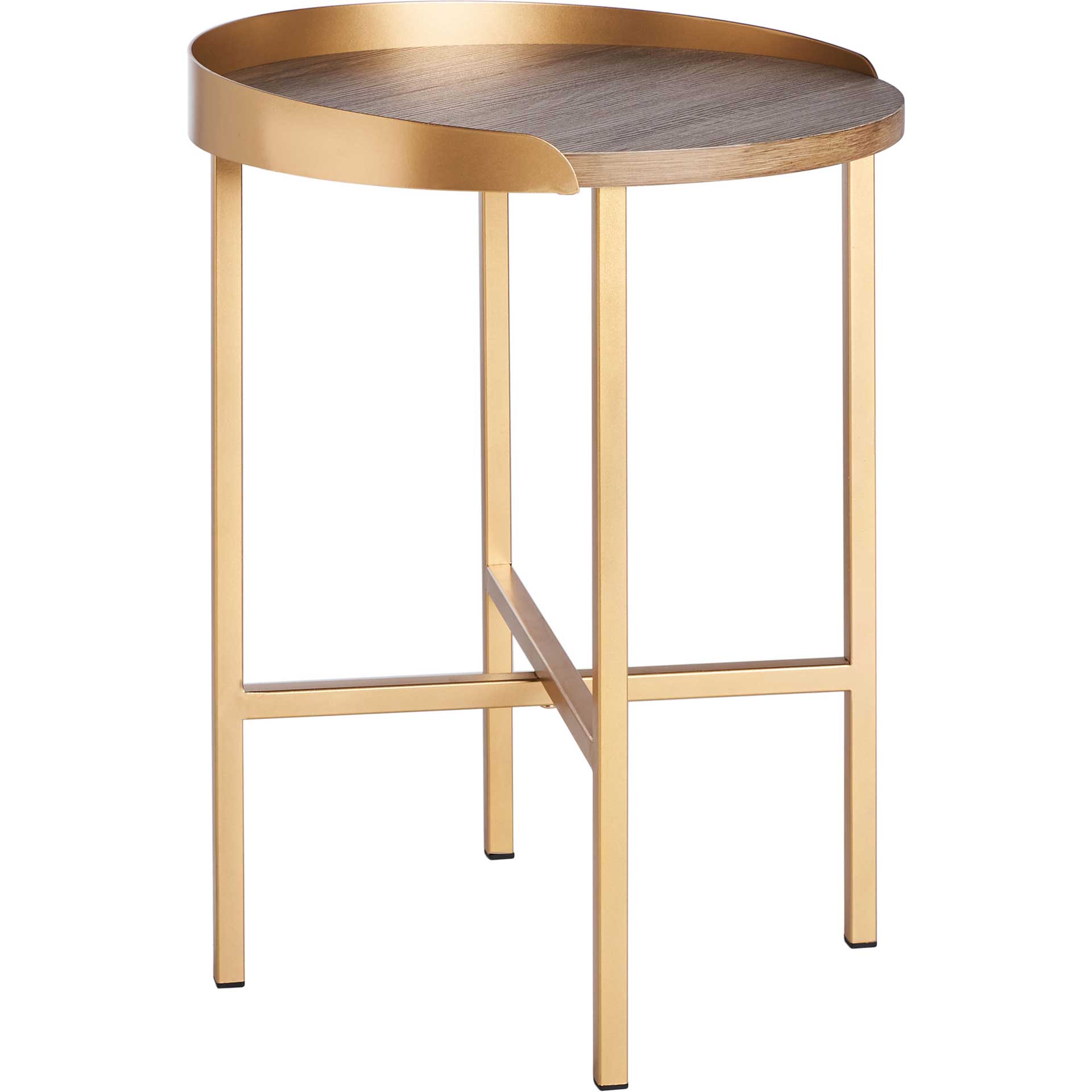 Preston Round Side Table Light Gray Oak/Gold