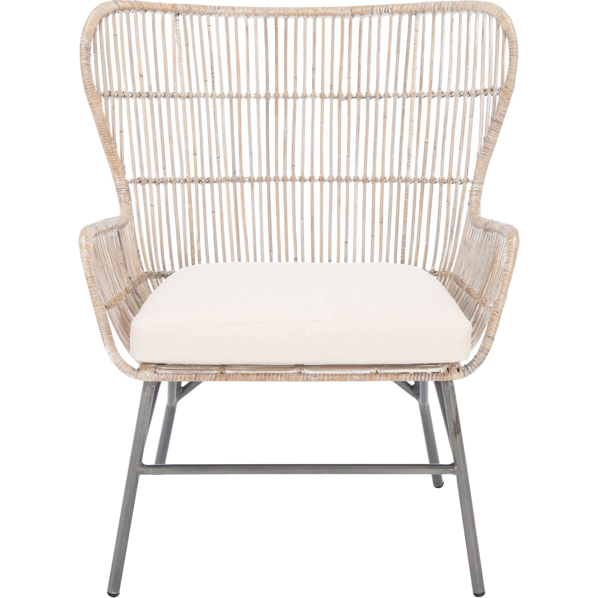 Leary Rattan Accent Chair Gray White Wash/Black