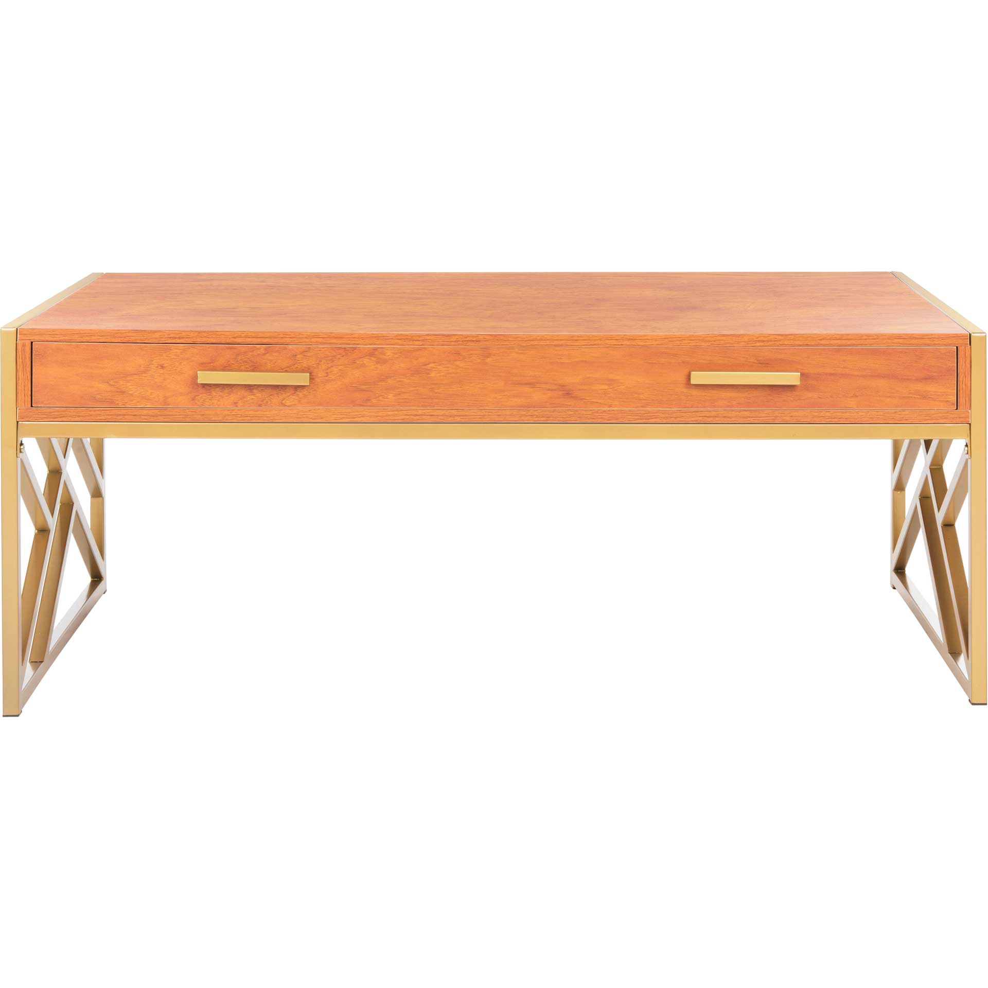 Elias 2 Drawer Coffee Table Natural/Gold