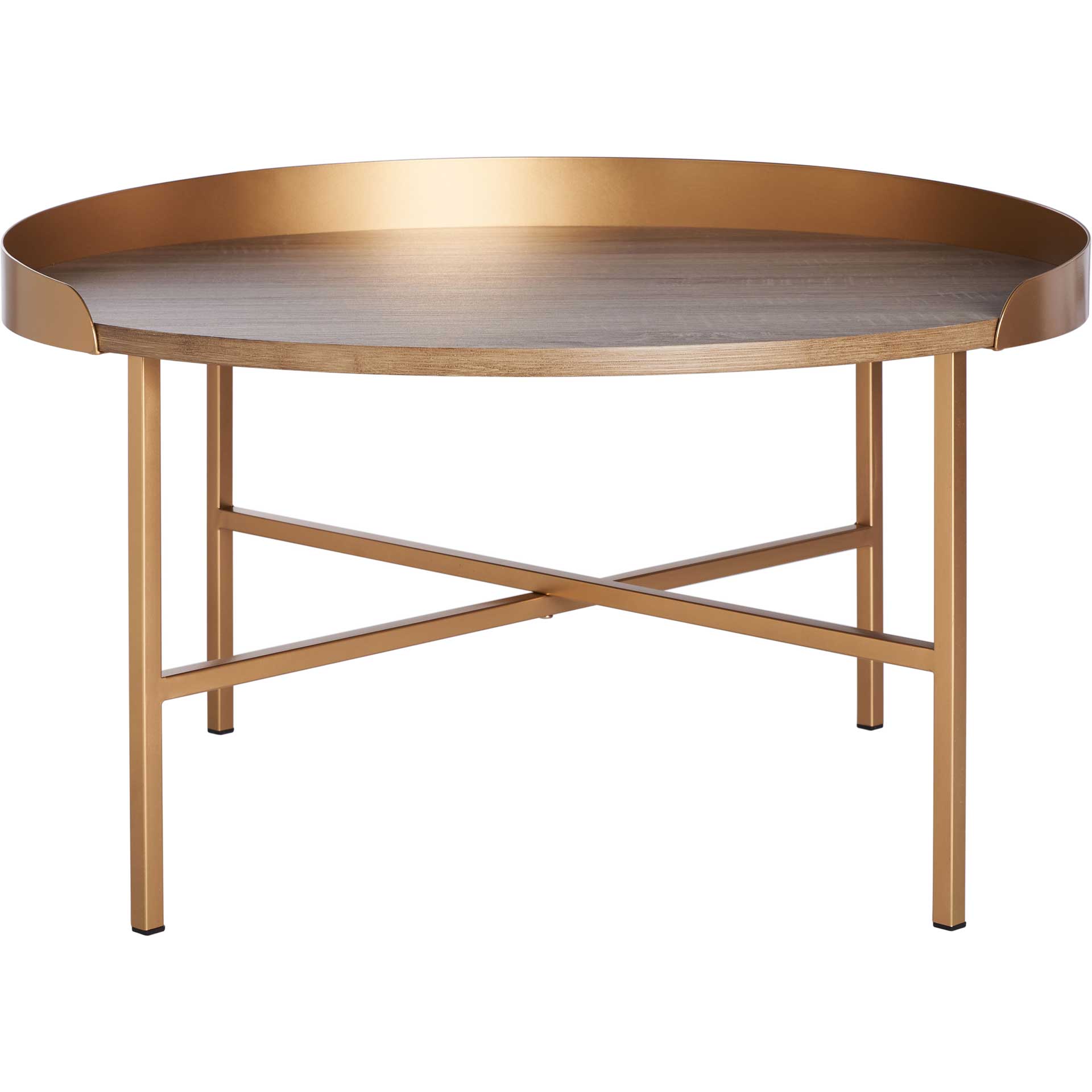Preston Round Coffee Table Light Gray Oak/Gold