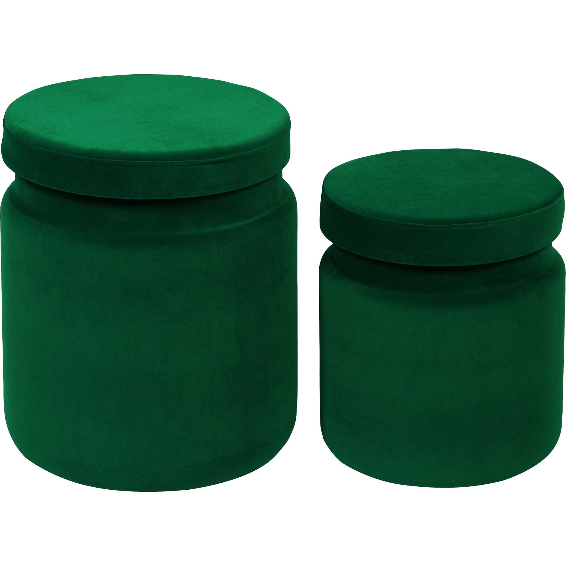 Kristy Velvet Storage Ottomans Green (Set of 2)